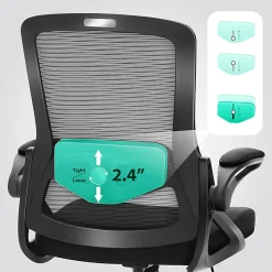 ALPHA HOME Ergonomic Mesh Mid-Back Office Task Chair With Padded Armrests, Black