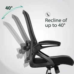 ALPHA HOME Ergonomic Mesh Mid-Back Office Task Chair With Padded Armrests, Black