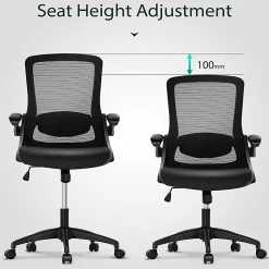 ALPHA HOME Ergonomic Mesh Mid-Back Office Task Chair With Padded Armrests, Black