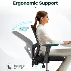 ALPHA HOME Ergonomic Mesh Mid-Back Office Task Chair, Black