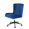 ALPHA HOME Leisure Velvet Mid-Back Task Chair, Blue