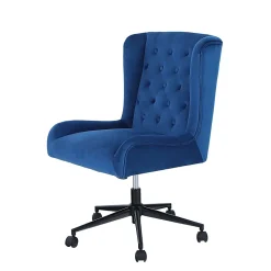 ALPHA HOME Leisure Velvet Mid-Back Task Chair, Blue