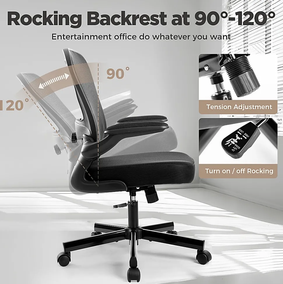 ALPHA HOME Mesh Swivel Office Task Chair with Armrest