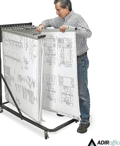 Alpine AdirOffice Blueprint Vertical File Rolling Stand, 46”H x 27”W x 28-1/2”D, Black
