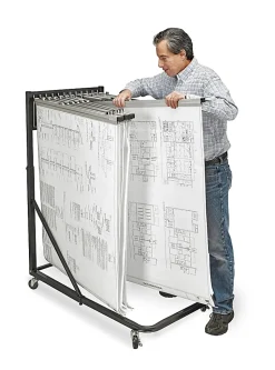 Alpine AdirOffice Blueprint Vertical File Rolling Stand, 46”H x 27”W x 28-1/2”D, Black
