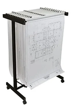 Alpine AdirOffice Expandable Blueprint Mobile Plan Center, 51”H x 29”W x 20-1/2”D, Black