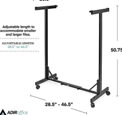 Alpine AdirOffice Expandable Blueprint Mobile Plan Center, 51”H x 29”W x 20-1/2”D, Black
