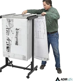 Alpine AdirOffice Expandable Blueprint Mobile Plan Center, 51”H x 29”W x 20-1/2”D, Black