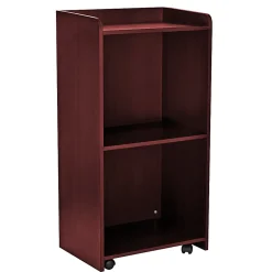 Alpine AdirOffice Hostess Floor Stand With Wheels, 46”H x 22-1/2”W x 16-9/16”D, Mahogany