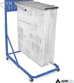 Alpine AdirOffice Large Blueprint Vertical File Rolling Stand, 46”H x 27”W x 28-1/2”D, Blue