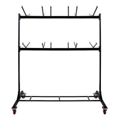 Alpine AdirOffice 1,000 Lb 2-Tier Steel Folding Chair Cart, 76-1/8"H x 67-3/4"W x 33-1/8"D, Black