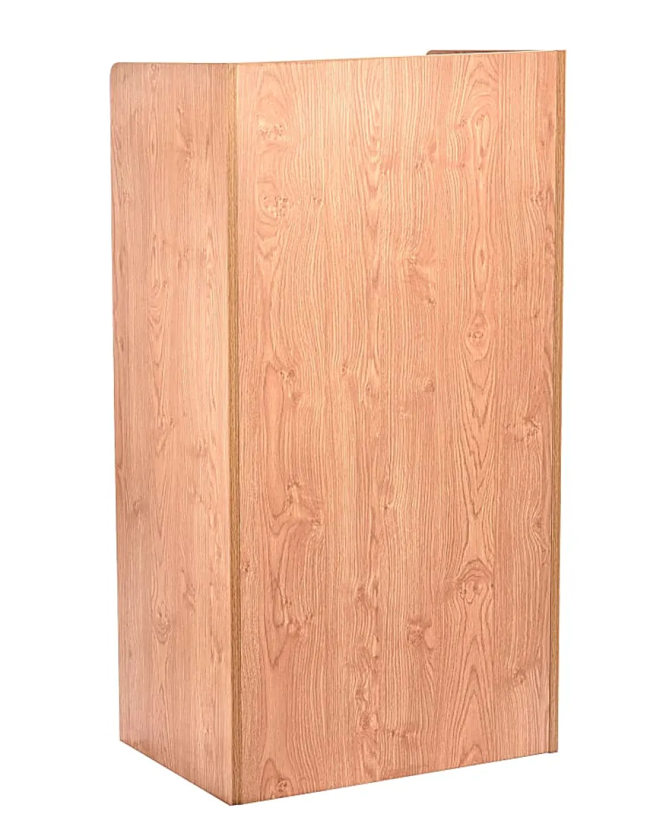 Alpine AdirOffice Mobile Presentation Floor Lectern Stand With Shelves, 46”H x 24”W x 17”D, Medium Oak