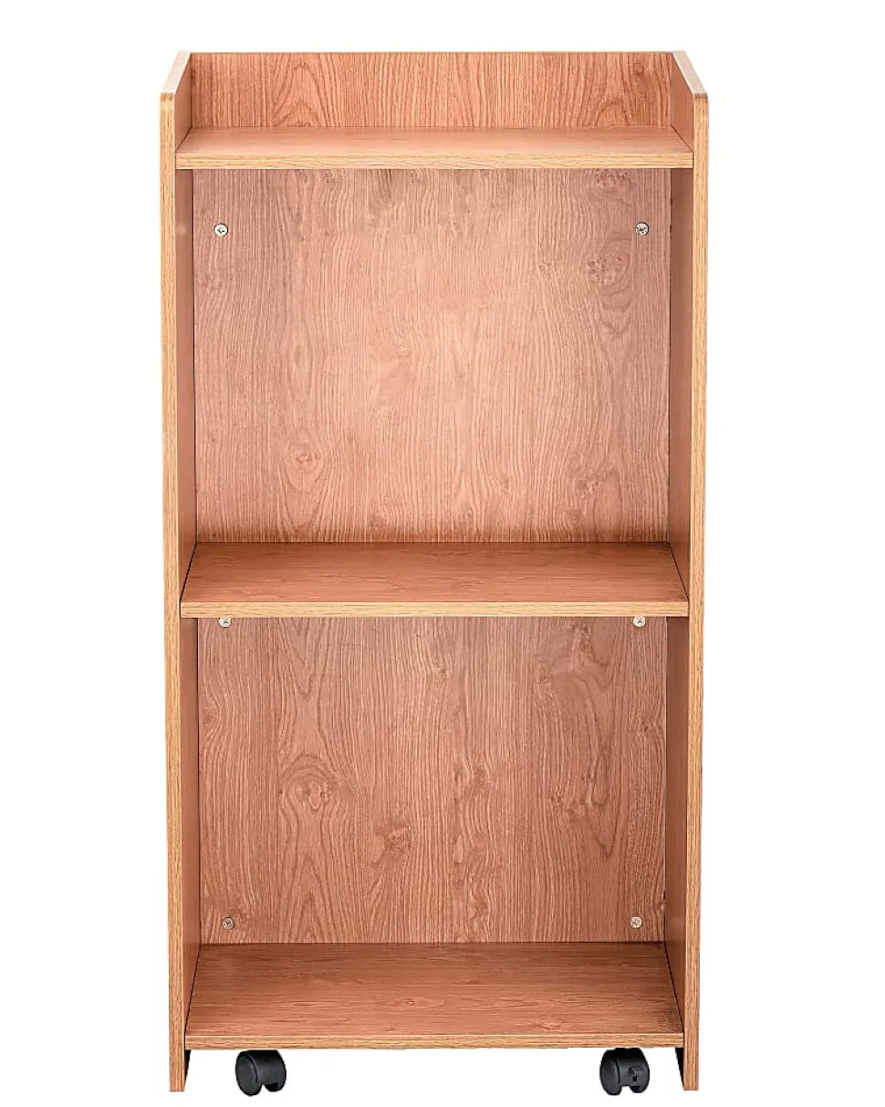 Alpine AdirOffice Mobile Presentation Floor Lectern Stand With Shelves, 46”H x 24”W x 17”D, Medium Oak