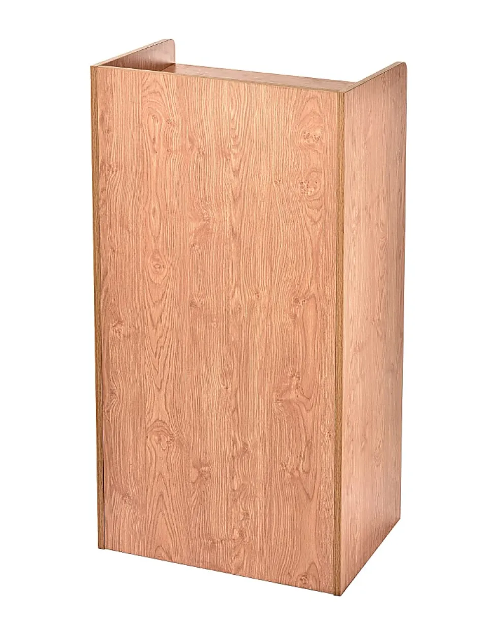 Alpine AdirOffice Mobile Presentation Floor Lectern Stand With Shelves, 46”H x 24”W x 17”D, Medium Oak