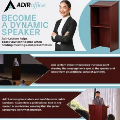 Alpine AdirOffice Stand-Up Floor Podium Lectern, 45-13/16”H x 23”W x 15”D, Mahogany