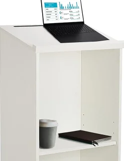 Alpine AdirOffice Stand-Up Floor Podium Lectern, 45-13/16”H x 23”W x 15”D, White