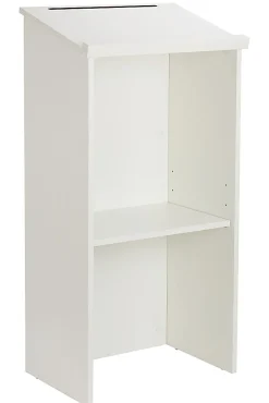 Alpine AdirOffice Stand-Up Floor Podium Lectern, 45-13/16”H x 23”W x 15”D, White