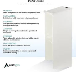 Alpine AdirOffice Stand-Up Floor Podium Lectern, 45-13/16”H x 23”W x 15”D, White