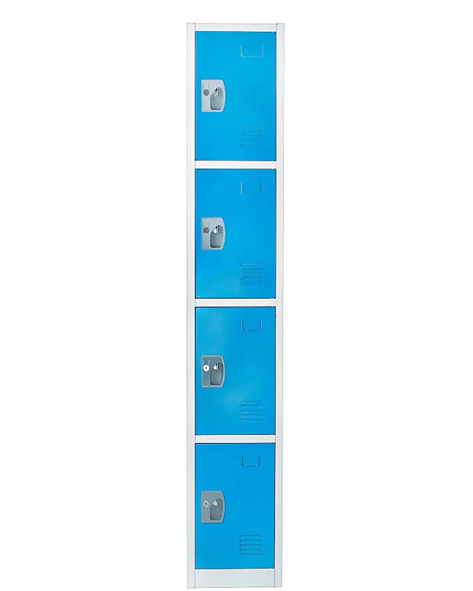Alpine AdirOffice 4-Tier Steel Lockers, 72"H x 12"W x 12"D, Blue, Pack Of 2 Lockers