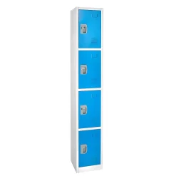Alpine AdirOffice 4-Tier Steel Lockers, 72"H x 12"W x 12"D, Blue, Pack Of 2 Lockers