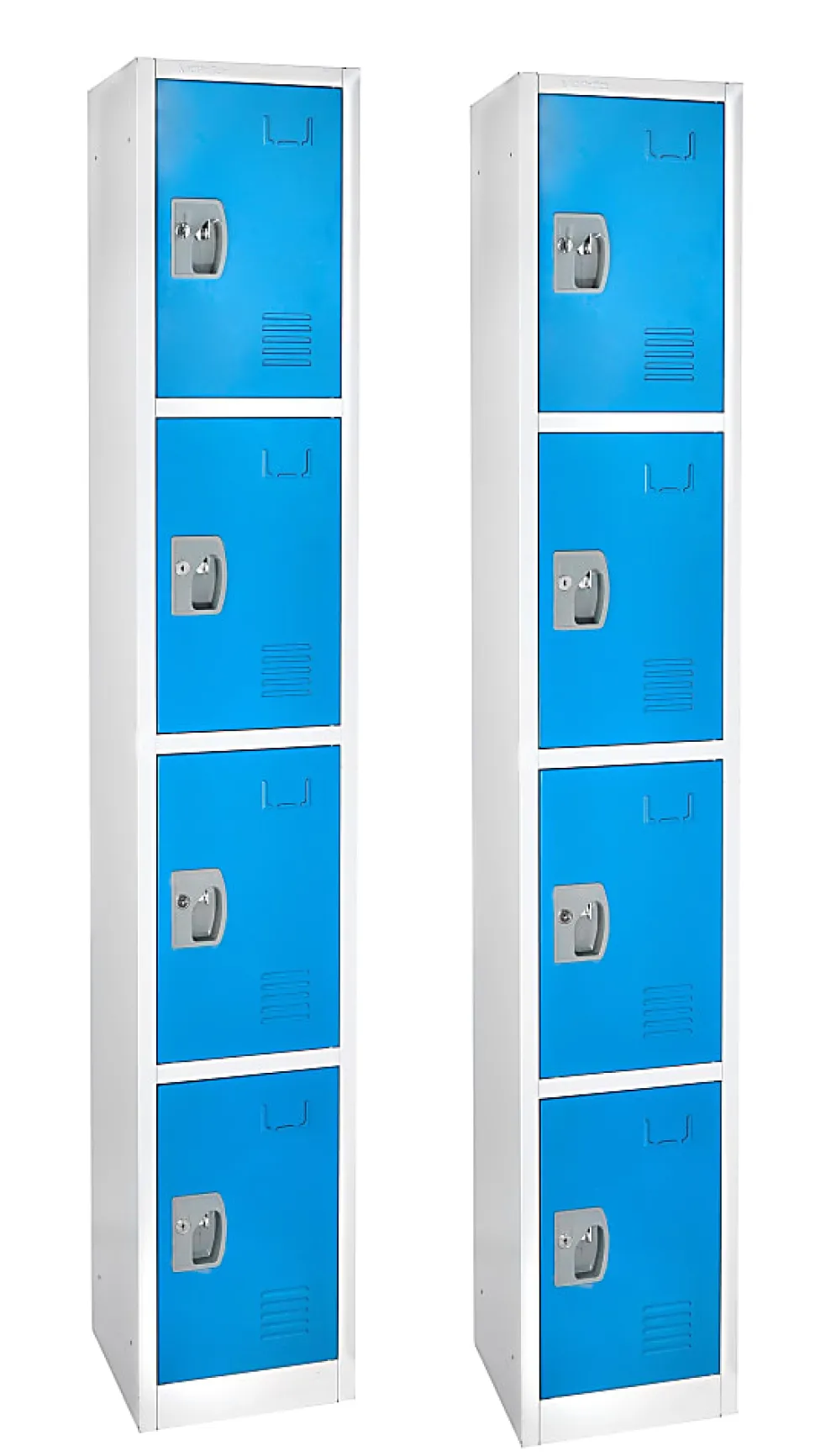Alpine AdirOffice 4-Tier Steel Lockers, 72"H x 12"W x 12"D, Blue, Pack Of 2 Lockers