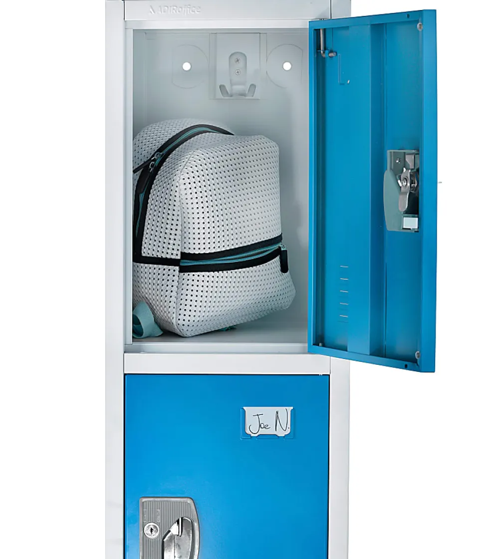 Alpine AdirOffice 4-Tier Steel Lockers, 72"H x 12"W x 12"D, Blue, Pack Of 2 Lockers