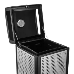 Alpine All-Weather 40-Gallon Outdoor Commercial Trash Can, With Ashtray Lid, Silver