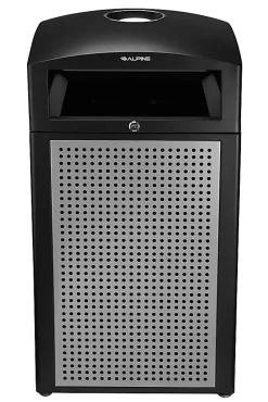 Alpine All-Weather 40-Gallon Outdoor Commercial Trash Can, With Ashtray Lid, Silver