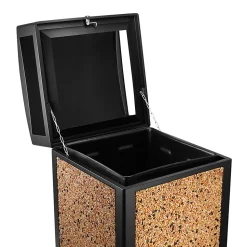 Alpine All-Weather 40-Gallon Outdoor Commercial Trash Can, With Lid, Stone