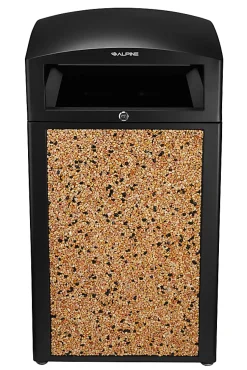 Alpine All-Weather 40-Gallon Outdoor Commercial Trash Can, With Lid, Stone