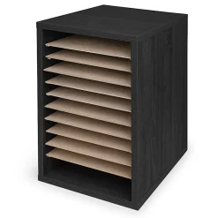 Alpine 11-Compartment Vertical File Organizer, 16-1/4"H x 10-3/4"W x 11-13/16"D, Black