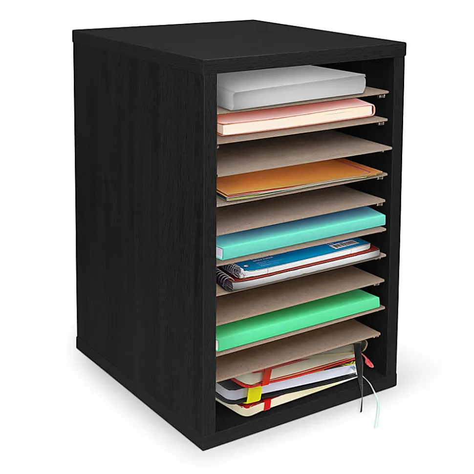 Alpine 11-Compartment Vertical File Organizer, 16-1/4"H x 10-3/4"W x 11-13/16"D, Black