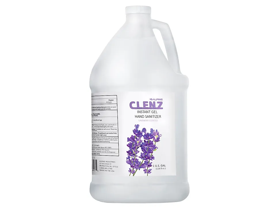 Alpine Industries Commercial Gel Hand Sanitizer, Lavender Scent, 1 Gallon (128 Oz), 4 Pack