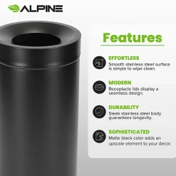 Alpine Industries Stainless Steel, Indoor Trash Can, 27 gallons, Black, 2/Pack (475-27L-BLK)