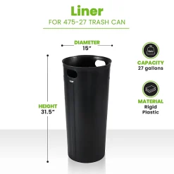 Alpine Industries Stainless Steel, Indoor Trash Can, 27 gallons, Black, 2/Pack (475-27L-BLK)