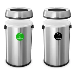 Alpine Industries Stainless Steel Open Top Compost And Trash Station, 17 Gallons, Silver