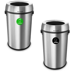 Alpine Industries Stainless Steel Open Top Compost And Trash Station, 17 Gallons, Silver
