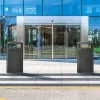 Alpine Industries Steel All-Weather Stone Panel Outdoor Commercial Trash Can With Lid, 40 Gallons, Gray