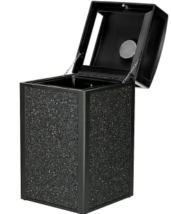Alpine Industries Steel All-Weather Stone Panel Outdoor Commercial Trash Can With Ashtray Lid, 40 Gallons, Gray