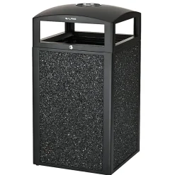Alpine Industries Steel All-Weather Stone Panel Outdoor Commercial Trash Can With Ashtray Lid, 40 Gallons, Gray