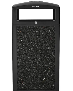 Alpine Industries Steel All-Weather Stone Panel Outdoor Commercial Trash Can With Ashtray Lid, 40 Gallons, Gray