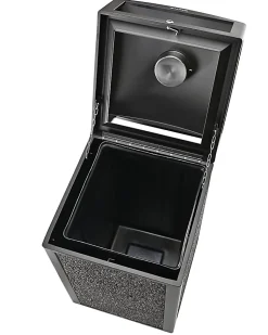 Alpine Industries Steel All-Weather Stone Panel Outdoor Commercial Trash Can With Ashtray Lid, 40 Gallons, Gray