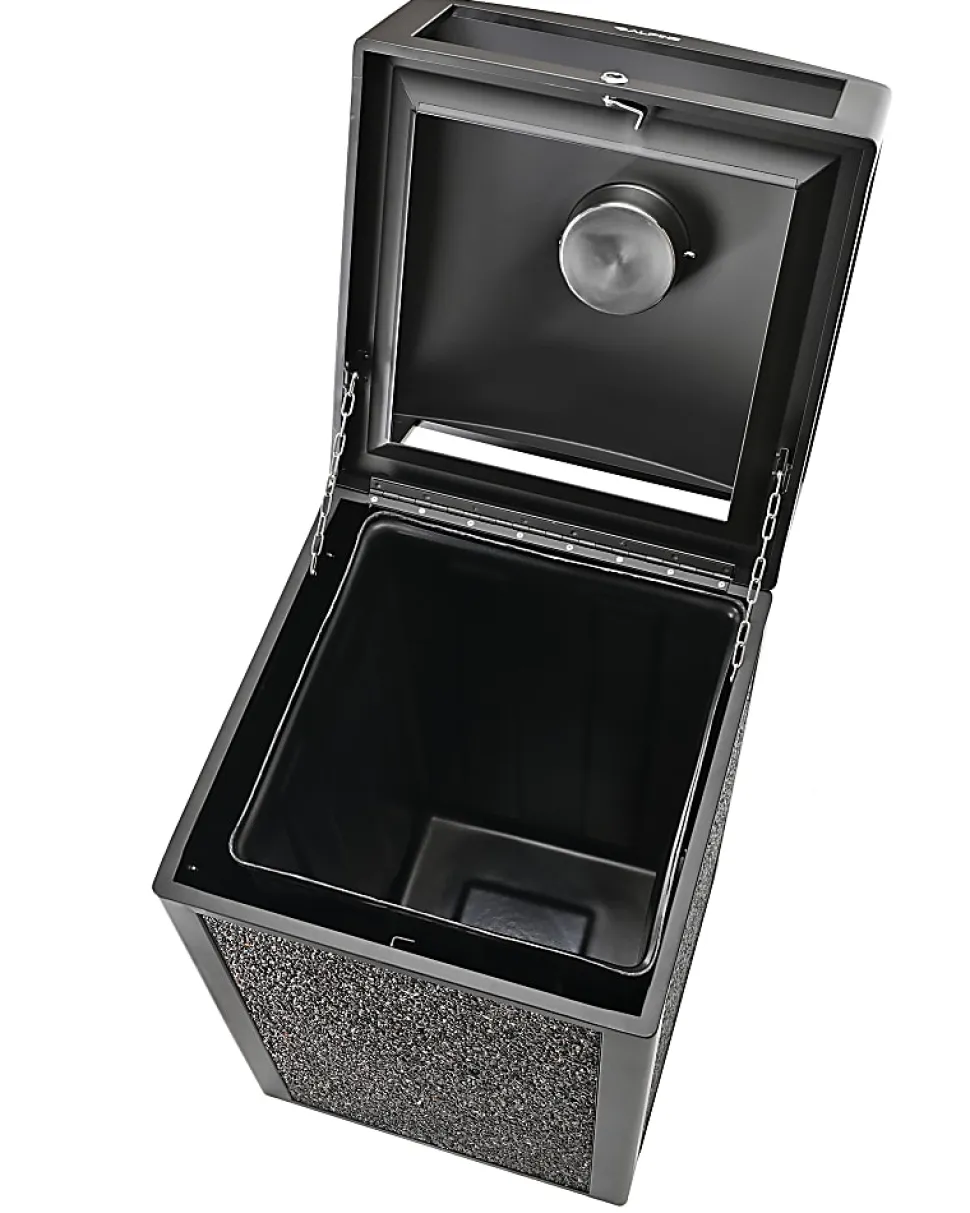 Alpine Industries Steel All-Weather Stone Panel Outdoor Commercial Trash Can With Ashtray Lid, 40 Gallons, Gray