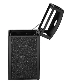 Alpine Industries Steel All-Weather Stone Panel Outdoor Commercial Trash Can With Ashtray Lid, 40 Gallons, Gray