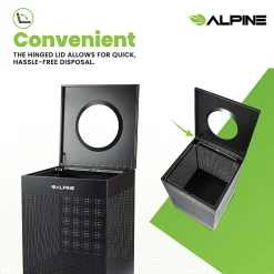 Alpine Industries Steel, Indoor Trash Can, 40 Gallons (151 liters), Black (438-40-BLK)