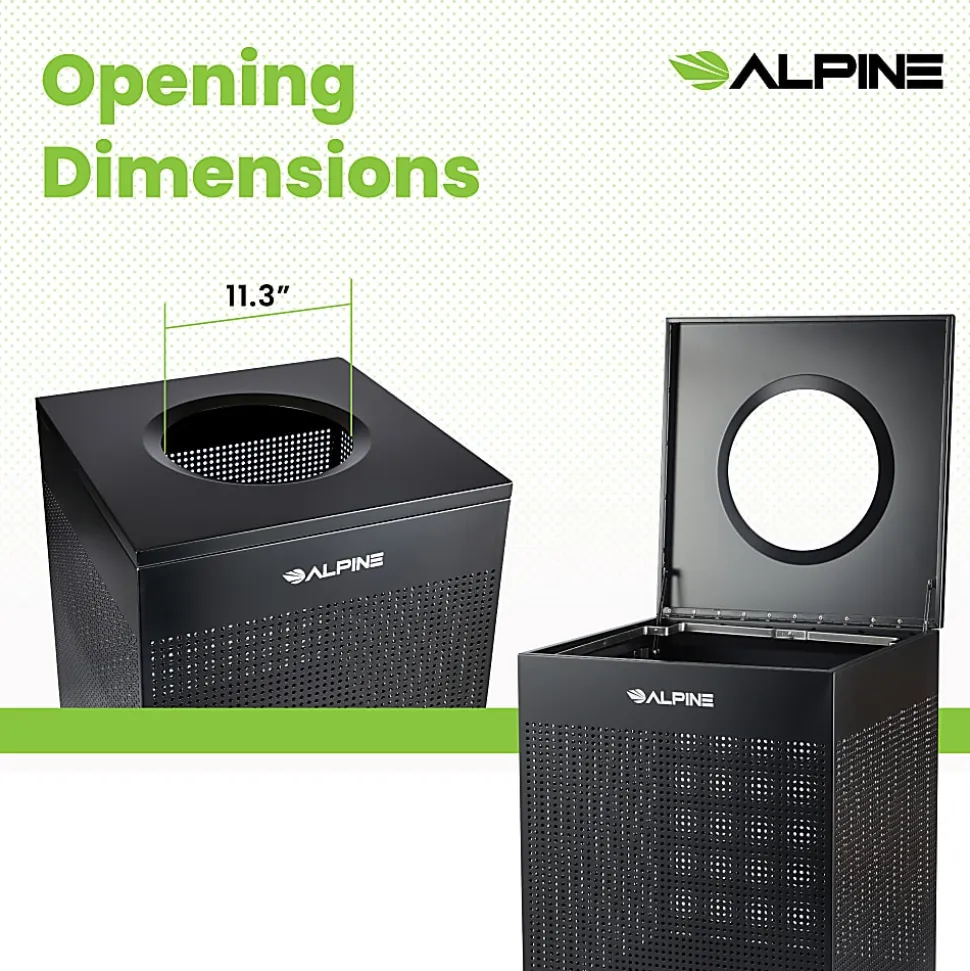 Alpine Industries Steel, Indoor Trash Can, 40 Gallons (151 liters), Black (438-40-BLK)