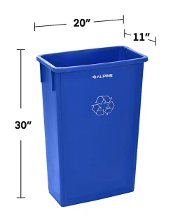 Alpine Industries Trash Can Recycle Bin And Paper Slotted Recycling Lid, 23 Gallons, Blue