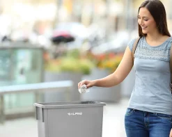 Alpine Industries Waste Basket Commercial Trash Cans, 23 Gallons, Gray, Pack Of 3 Cans