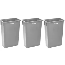 Alpine Industries Waste Basket Commercial Trash Cans, 23 Gallons, Gray, Pack Of 3 Cans