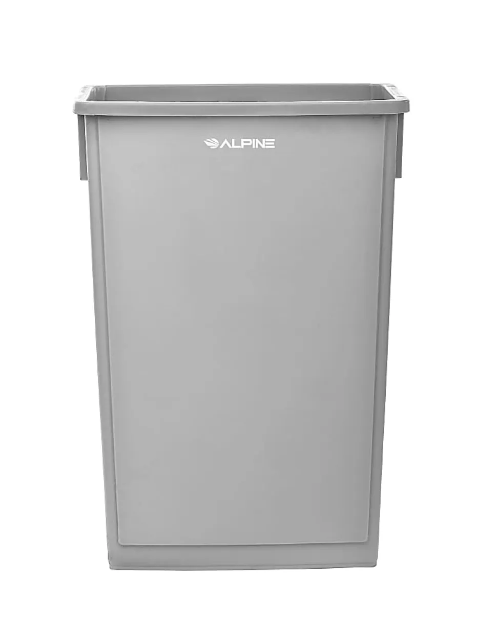 Alpine Industries Waste Basket Commercial Trash Cans, 23 Gallons, Gray, Pack Of 3 Cans